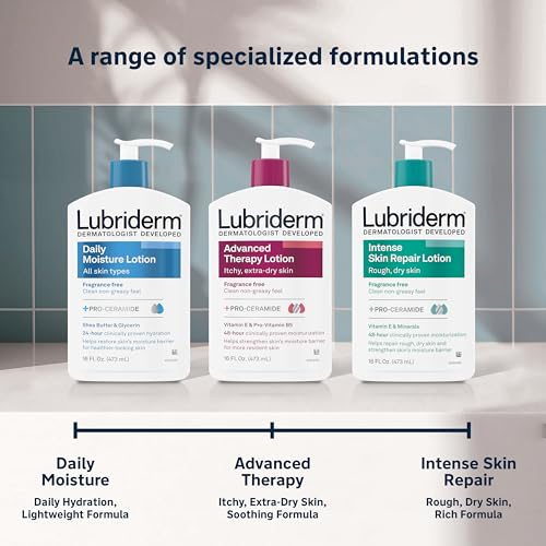 Lubriderm Daily Moisture Lotion + Pro-Ceramide with Shea Butter & Glycerin Helps Moisturize Dry Skin, Hydrating Face, Hand & Body Lotion is Lightly Scented & Non-Greasy, 24 fl. oz