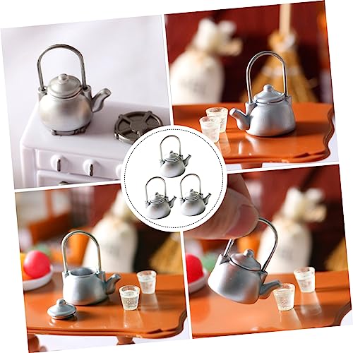 Toyvian 3 Pcs Old-Fashioned Kettle The Office Decor Home Decor Miniture House Furniture Orange Decor Miniature Dollhouse Office Desk Decor Stuff Mini Accessories Plastic Cup Old Fashioned