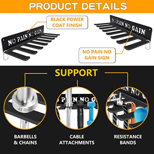 Gym Home Rack 8 Hook Heavy-Duty Wall-mounted Organizer Multi-Purpose Workout Gear Wall Hanger Storage for Resistance Bands Jump Ropes Lifting Belt Fitness Bands Barbells Carabiners Included