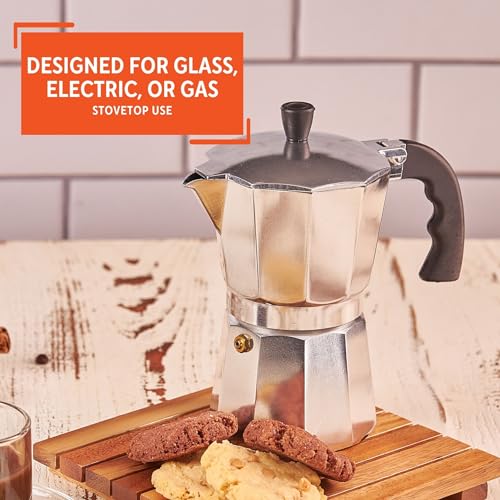 Imusa USA Aluminum Stovetop 6-cup Espresso Maker (B120-43V), Silver