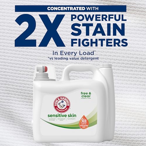 Arm & Hammer Sensitive Skin Free & Clear, 140 Loads Liquid Laundry Detergent, 140 Fl oz