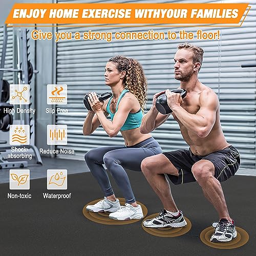 Extra Large Exercise Mat for Home Workout, 8'x6'/10'x6'/12'x6' Ultra Durable, Non-Slip, Thick Workout Mat for Home Gym, High-Density Fitness Mat for Jump Rope, Weights, Cardio, Stretch, Shoe-Friendly