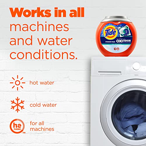Tide Ultra OXI Power PODS with Odor Eliminators Laundry Detergent Pacs 63 Count For Visible and Invisible Dirt (Pack of 1)