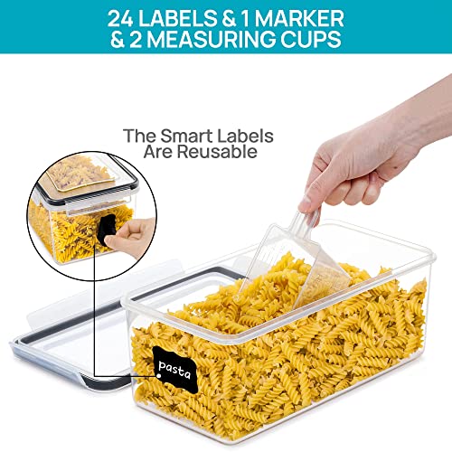 Vtopmart Airtight Food Storage Containers with Lids 4PCS Set 3.2L, Plastic Spaghetti Container for Pasta organizer, BPA Free Air Tight House Kitchen Pantry Organization and Storage