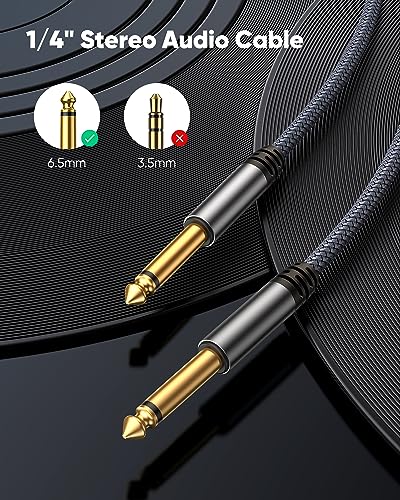 Highwings Guitar Cable 10FT,2-Pack 1/4 Inch Instrument Cable 6.35mm (1/4) TS to 6.35mm (1/4) TS Audio Cable Male to Male Straight-to-Straight for Electric Guitar, Mandolin,Bass AMP, Keyboard, Mixer