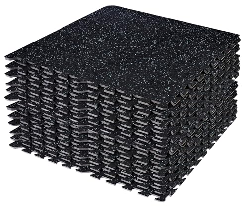 Sivan Fitness 1/2" Thick Rubber Top High-Density EVA Foam Gym Flooring for Home Gym - 48 Sq Ft Exercise Mat Tiles for Workout, Yoga, MMA, Heavy Exercise Equipment Mat - 12 Interlocking Gym Floor Mat