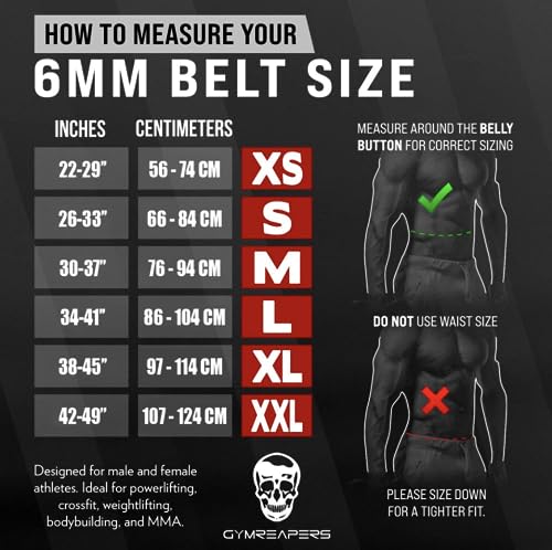 Gymreapers Weightlifting Belt 6MM Genuine Leather - Double Prong Power Belt Heavy Duty 4-Inch Wide - Strong, Stabilizing Back Support For Deadlifts, Squats Powerlifting