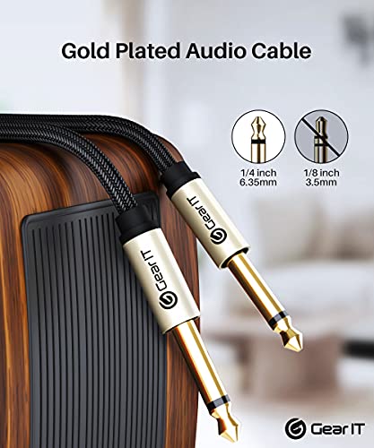 GearIT Guitar Instrument Cable (3ft 2-Pack) 1/4 Inch to 1/4 inch TS Straight Male to Male 6.35mm Mono Jack with Alloy Connector and Nylon Braid