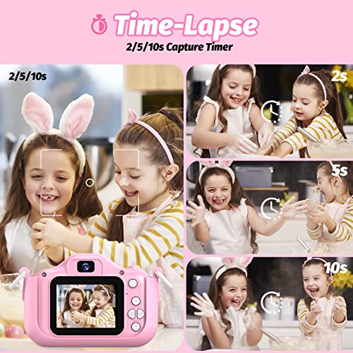Kids Camera for Girls, Kids Selfie Camera 3-12 Years Old Girls Christmas Birthday Gift for Girls, Little Girls Toys for 3 4 5 6 7 8 9 Years Old. (Pink)