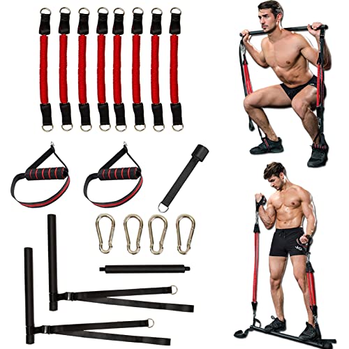 Portable Pilates Bar Kit with Resistance Bands, Portable Stick Bar Strength Training Set Home Gym Workout Equipment