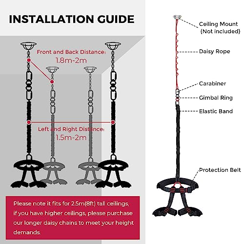 DASKING Upgraded Version Heavy Bungee Resistance Band Set Grawyti Yoga Bungee Cord Resistance Belt Set 4D Bungee Dance Rope Workout Fitness Home Gym Professional Training Equipment