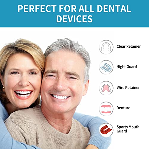 Denture Cleaner Oral Cleaning Care Fresh Breath Removing Stains Dentures Cleaning Teeth Teeth 30ml Electric Plaque Remover for Teeth with Case (Pink, One Size)