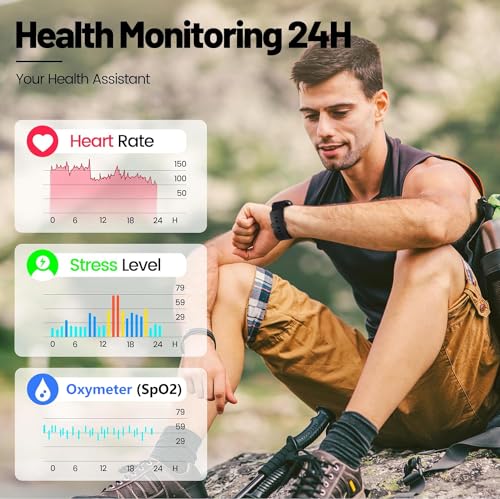 Smart Watch for Men and Women - Alexa Built-in Smartwatch with Heart Rate, Sleep and Blood Oxygen Monitor,24/7 Heart Rate Auto Image Correction, Portable Smartwatch Dynaudio Speakers (Black)