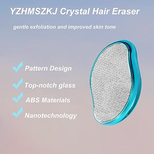 Crystal Hair Eraser, Reusable Hair Removal Pattern Design Painless Exfoliation Hair Removal Device, Portable Magic Hair Eraser for Back Arms Legs, Women and Men (Bright Blue)