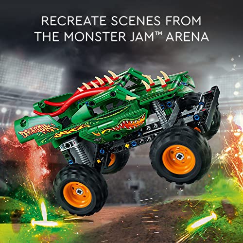 LEGO Technic Monster Jam Dragon Monster Truck Toy for Boys and Girls, 2in1 Racing Pull Back Car Toys for Off Road Stunts, Kids Birthday Gift Idea, Great Activity for Kids, 42149