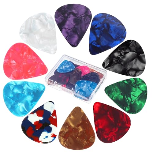 30 PCS Guitar Picks, 3 Different Thickness Abstract Art Colorful Celluloid Guitar Pick Plectrums For Bass, Electric, Acoustic Guitars Includes 0.46mm, 0.71mm, 0.96mm (Color Random)
