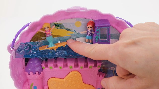 Polly Pocket Travel Toy with Micro Dolls & Accessories, Mermaid 2-in-1 Seashell Purse Playset (Amazon Exclusive)