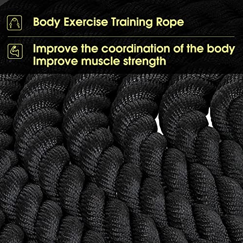 PanAme Heavy Battle Ropes 1.5 inch 30 ft- Polyester Workout Rope Full Body Workout Equipment for Crossfit Training, Home Gym or Fitness Exercise, Building Muscle, Black