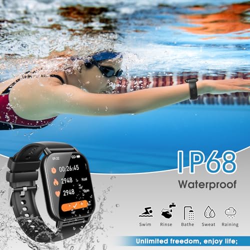 Smart Watch (Answer/Make Calls), 1.85" Smartwatch for Men Women IP68 Waterproof, 100+ Sport Modes, Fitness Activity Tracker Heart Rate Sleep Monitor Pedometer Calories, Smart Watches for Android iOS
