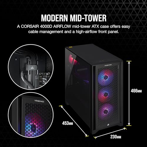 Corsair Vengeance i7500 Series Gaming PC - Liquid Cooled Intel Core i9 14900KF CPU - NVIDIA GeForce RTX 4090 GPU - 64GB Vengeance RGB DDR5 Memory - 2TB M.2 SSD - Black
