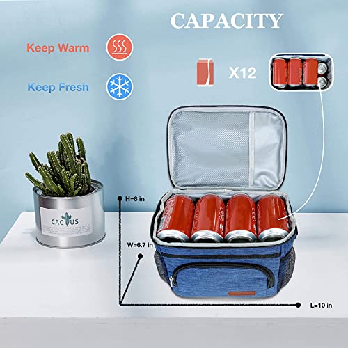 Insulated Lunch Bag for Women/Men - Reusable Lunch Box for Office Picnic Hiking Beach - Leakproof Cooler Tote Bag Organizer with Adjustable Shoulder Strap for Adults - Black