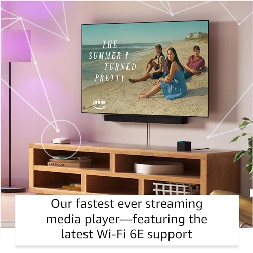 Amazon Fire TV Cube, Hands-free 4K ultra HD streaming device, free and live TV without satellite or cable, Wi-Fi 6E support