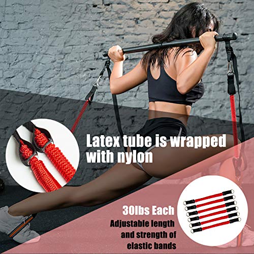 Portable Pilates Bar Kit with Resistance Bands, Portable Stick Bar Strength Training Set Home Gym Workout Equipment