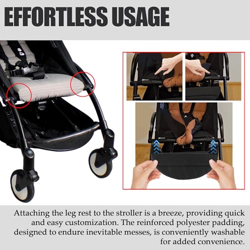 Baby Leg Rest with Padded Cover Compatible with Babyzen YOYO Stroller Footrest 12.5 Inch Long Extend Infant Pram Footboard Provide Additional Comfort in Stroller - Black