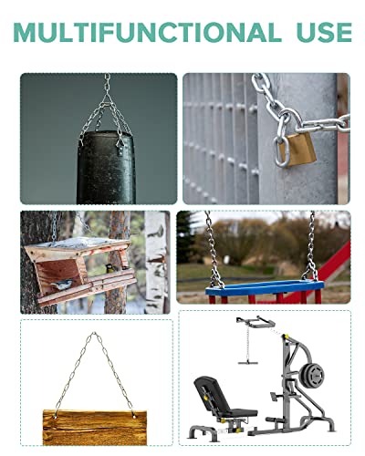 Fitness Chain, Weight Lifting Chains, Cable Machine Extension Chain, 304 Stainless Steel LAT Pull Cable Extension Weight Machine Chain, Curl Bar Chain for Home Gym