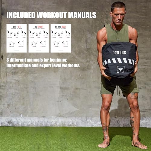 Elite Sports Workout Sandbag, Heavy-Duty Strongman Sand Bags for Full-Body & Core Training, Weight Lifting, Combat Conditioning