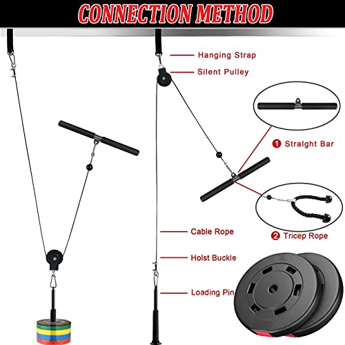 Weight Cable Pulley System Gym Professional Home Gym Equipment Upgraded Fitness LAT for Triceps Pull Down Biceps Curl Back Forearm Shoulder