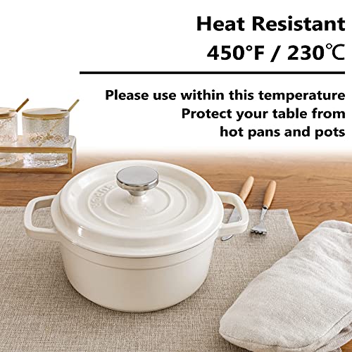 Home Brilliant Placemats Set of 4 Heat Resistant Dining Table Place Mats Plate Mat Cloth Placemats Summer Kitchen Table Mats Indoor Outdoor, Light Linen