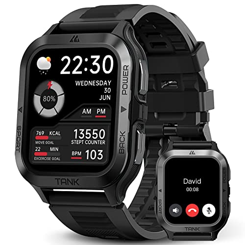 AMAZTIM Smart Watch, 60 Days Extra-Long Battery, 50M Waterproof, Rugged Military Bluetooth Call(Answer/Dial Calls),1.85" Ultra Large HD Display, AI Voice Assistant,Compatible for Android and iOS