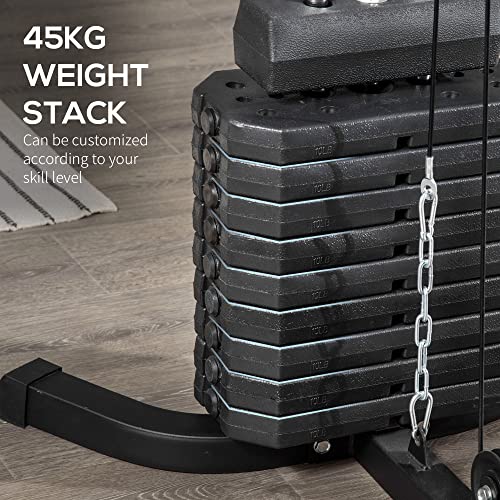 Soozier Home Gym System, Multifunction Workout Station with 100Lbs Weight Stack, 100Lbs Resistance for Full Body Workout Machine