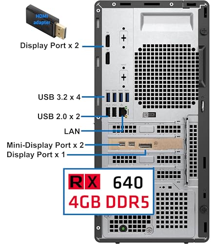 Dell Optiplex 5000 Desktop Computer, Intel i9-12900K, 64GB RAM, 2TB NVMe SSD, Radeon RX 640 4GB Graphics, 3-Monitor Support, Mini-DisplayPort, HDMI, DVDRW, Wi-Fi, BT, USB-C, Windows 11 Pro, Black