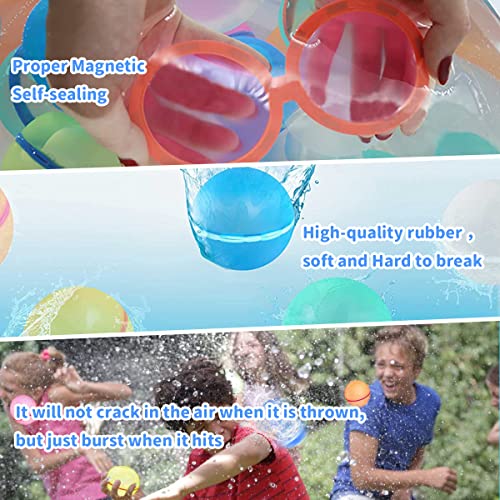 【8 Pack】Magnetic Reusable Water Balloons Fast Refillable for Kids Outdoor Activities, latex-free Kids Pool Beach Bath Toys, Self-Sealing Water Bomb Quick Fill for Summer Games