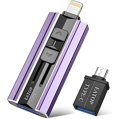 USB Flash Drive 1TB iPhone Memory Stick Storage for Photos and Videos, Flash Thumb Drive Compatible with iPad Android and Computers (Purple)