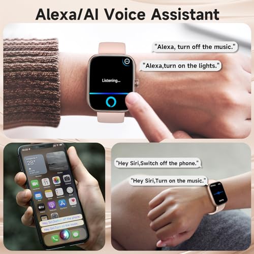 Smart Watches for Women/Men,Alexa Built-in Smartwatch(Answer/Make Calls),1.91'' HD iOS/Andorid Compatible 100+DIY Dails Activity Tracker,IP68 Waterproof 100+ Sports Fitness Tracker,SpO2/Sleep Monitor