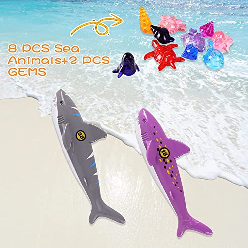 Summer Pool Diving Swimming Toys for Kids, Fun Swim Games Sinking Set, Underwater Dive Gifts with Storage Bag Include Torpedo Gems Shark Rings Sea Animals for Boys Girls Toddlers 20 Packs