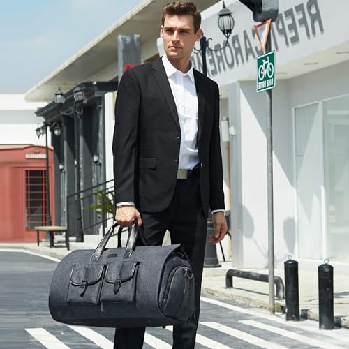 UNIQUEBELLA Carry-on Garment Bag Large Duffel Bag Suit Travel Bag Weekend Bag Flight Bag with Shoe Pouch for Men Women Age: Over 6 Years Old