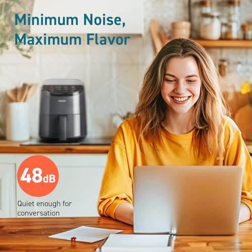 COSORI Mini Air Fryer 2.1 Qt, 4-in-1 Small Airfryer, Bake, Roast, Reheat, Space-saving & Low-noise, Nonstick and Dishwasher Safe Basket, 30 In-App Recipes, Sticker with 6 Reference Guides, Grey