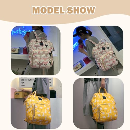 Armbq Baby Diaper Bag Backpack Multi-Function Waterproof Diaper Bag for Baby Care Travel Essentials Back Pack for Mom Yellow