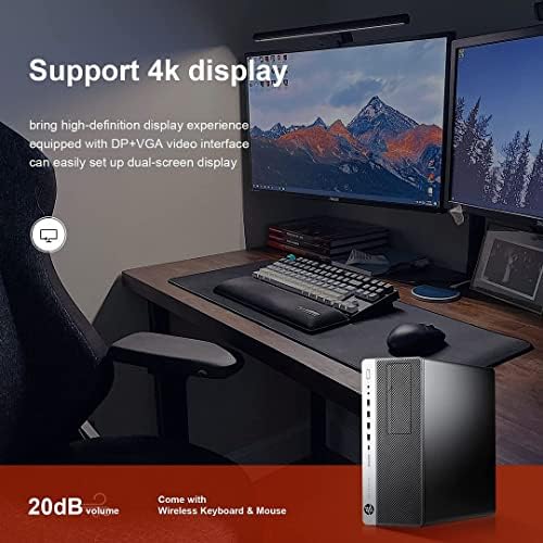 HP Elitedesk 800 G3 SFF Desktop PC - Intel i7-6700,32GB DDR4,1TB NVMe SSD + 2TB HDD, AX200 Wi-Fi 6,Dual 24-Inch Monitors, Wireless Keyboard and Mouse,Win 10 Pro (Renewed), Black/Silver