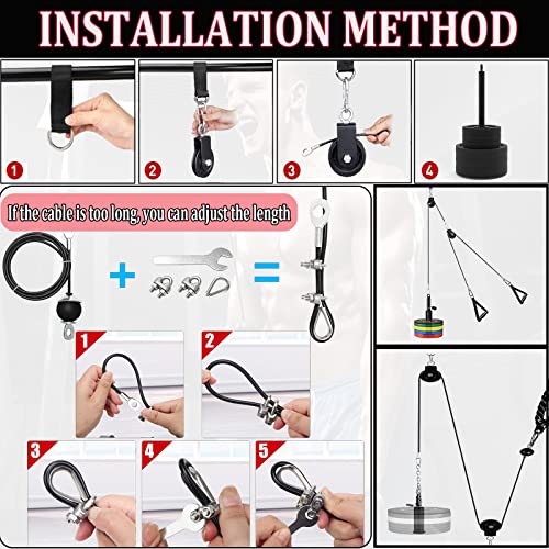 Weight Cable Pulley System Gym Professional Home Gym Equipment Upgraded Fitness LAT for Triceps Pull Down Biceps Curl Back Forearm Shoulder
