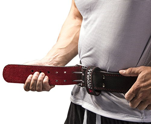 Weight Lifting Belt - 6-inch Padded Leather Weight Belt - Heavy Duty And Comfortable Back Support For Heavy Weightlifting and Fitness