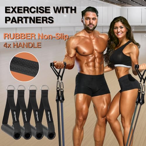 Heavy Resistance Bands Set, 300LB Workout Bands for Man with 4 Upgrade Rubber Handles, Fitness Bands for Working Out,Weight Bands for Muscle Training, Strength, Slim, Yoga,Home Gym Equipment