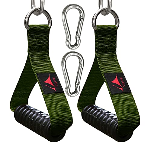 Heavy Duty Gym Exercise Handles Attachment for Cable Machine,Resistance Band,Pulley System Home Fitness Workout Equipment, with Elastic Rubber Grip and 2 Large Carabiners