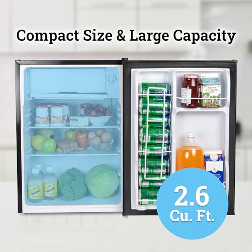 Igloo 2.6 Cu.Ft. Compact Refrigerator with Freezer, 2 Shelfs, Perfect for Homes, Offices, Dorms, Black