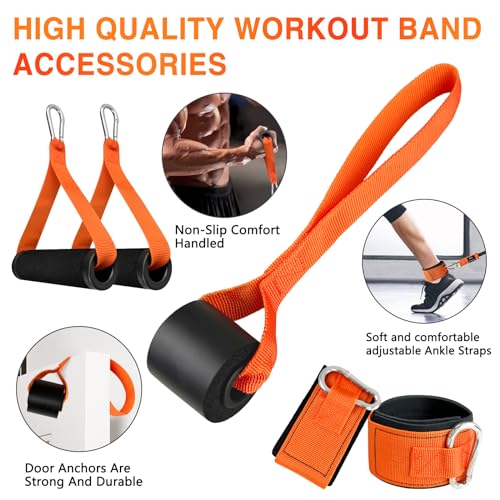 Resistance Bands, 300lbs 360lbs Heavy Exercise Bands with Handles, Resistance Tube Exercise Workout Bands 12 Piece Set, Exercising Bands for Home Working Out Strength Training Equipment