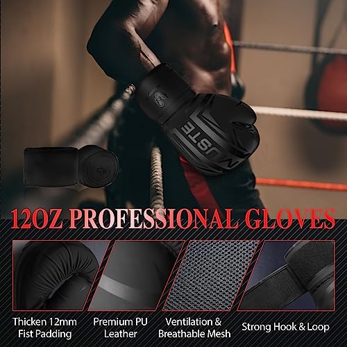 Punching Bag for Adults, 4FT PU Heavy Boxing Bag Set, Heavy Punching Bag with 12OZ Gloves for MMA Karate Kickboxing Boxing Muay Thai Training at Home or Gym - Unfilled Heavy Bag